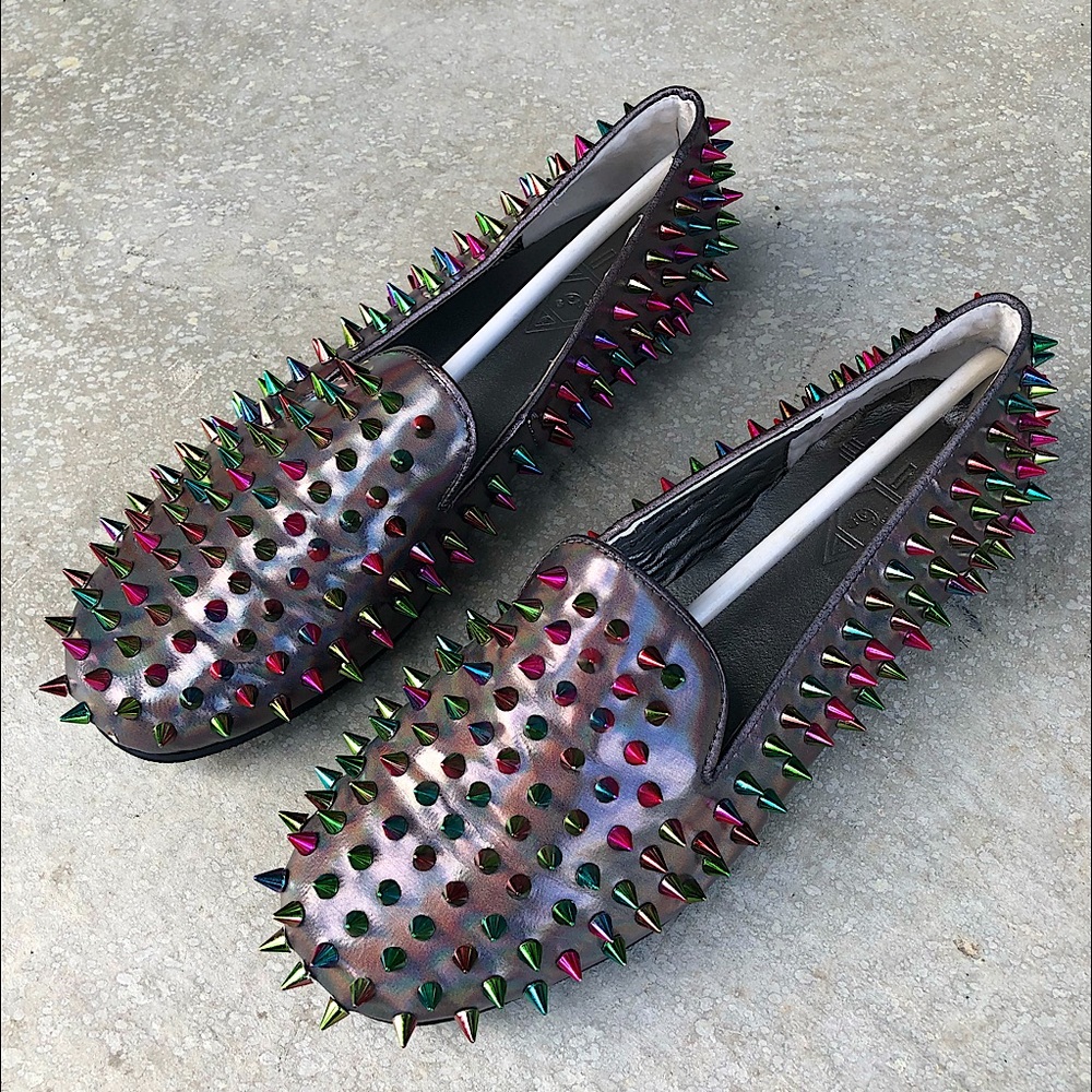 UNIF Hellraiser Metallic Rainbow Spikes Flats